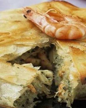 Pastilla with fish and seafood